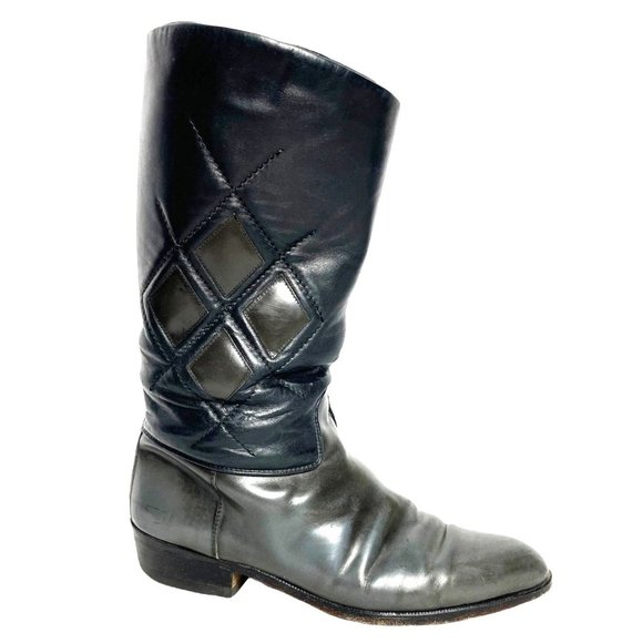 Vintage Other - Vintage Black Leather Goodyear Boots Mens 9 Western Style Biker Boots Motorcycle